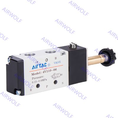 AC230V DC24V 5/2 πνευματικές βαλβίδες σωληνοειδών Airtac 4V110-M5 4V110-06 τρόπων